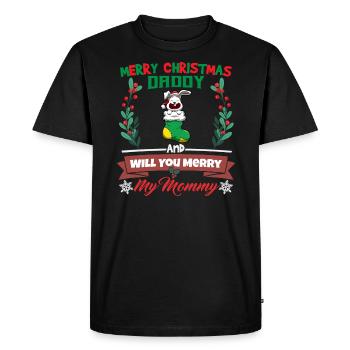 Joyeux papa de Noël et voulez-vous joyeux ma maman - T-shirt Premium bio Homme - noir - Devant - Nico (187cm)