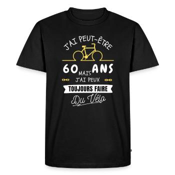 60 Ans et Toujours à Vélo - T-shirt Premium bio Homme - noir - Devant - Nico (187cm)
