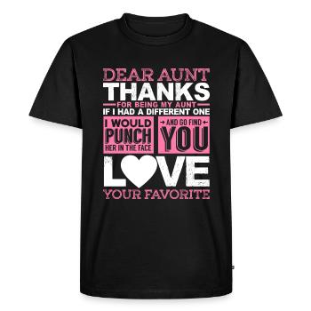 Cher tante, merci d'être ma tante - T-shirt Premium bio Homme - noir - Devant - Nico (187cm)