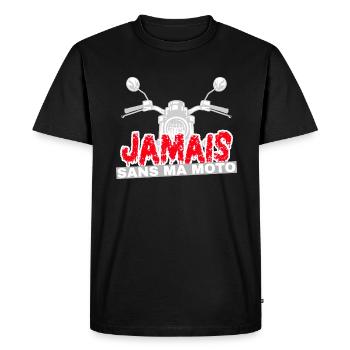 Jamais sans ma moto. Humour motard et motarde - T-shirt Premium bio Homme - noir - Devant - Nico (187cm)
