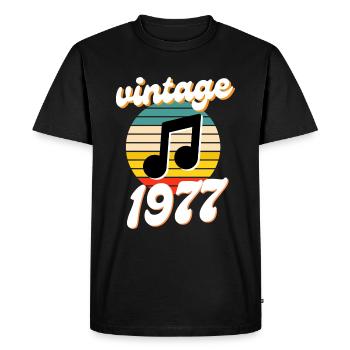 né 1977 année 77 idée cadeau anniversaire - T-shirt Premium bio Homme - noir - Devant - Nico (187cm)