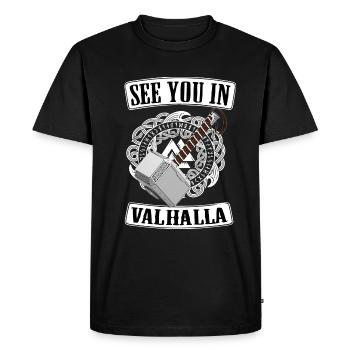 Viking Valhalla Runes Thor Marteau - T-shirt Premium bio Homme - noir - Devant - Nico (187cm)