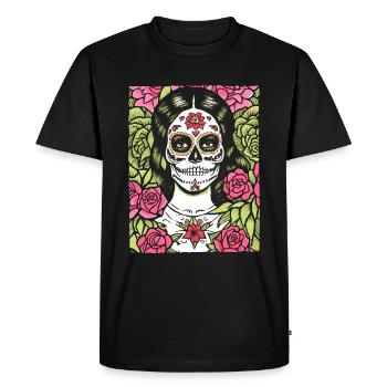 Sugar Skull Woman le Jour des Morts - T-shirt Premium bio Homme - noir - Devant - Nico (187cm)