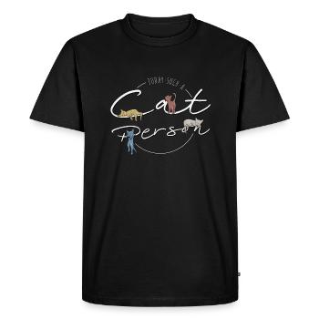 Aujourd’hui, c’est une personne qui aime les chats ! Chat personne - T-shirt Premium bio Homme - noir - Devant - Nico (187cm)