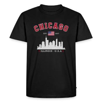 Chicago Illinois Est 1837 - Men's Premium Organic T-Shirt - black - Front - Nico (187cm)