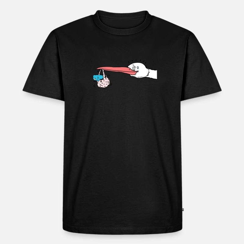 Klapperstorch und Kinder - Männer Premium Bio T-Shirt - Schwarz