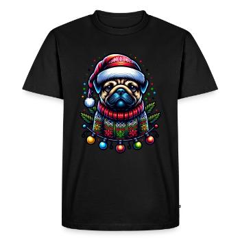 Carlin Père Noël en famille - T-shirt Premium bio Homme - noir - Devant - Nico (187cm)