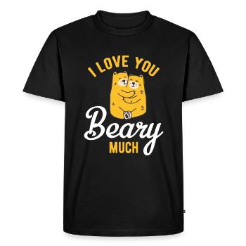 Couple couples look look avec ourson - T-shirt Premium bio Homme - noir - Devant - Nico (187cm)