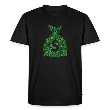 Money bag rempli de différents trèfles ( - T-shirt Premium bio Homme - noir - Devant - Nico (187cm)