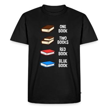Un livre Deux livres Livre rouge Livre bleu - T-shirt Premium bio Homme - noir - Devant - Nico (187cm)