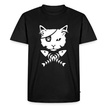 Pirate cat - Men's Premium Organic T-Shirt - black - Front - Nico (187cm)