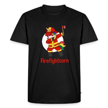 Fireman unicorn - Men's Premium Organic T-Shirt - black - Front - Nico (187cm)