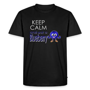 Keep calm and eat a blueberry - Manger des myrtemes - T-shirt Premium bio Homme - noir - Devant - Nico (187cm)