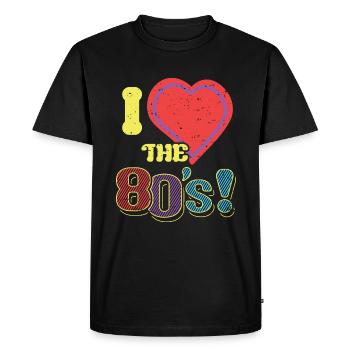 J'aime les années 80 J'aime la musique pop des années 80 - T-shirt Premium bio Homme - noir - Devant - Nico (187cm)