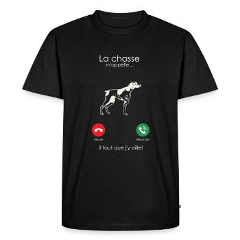 La Chasse m'appelle (Chien De Chasse - T-shirt Premium bio Homme - noir - Devant - Nico (187cm)