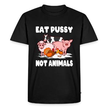 Vegan Environment Animal Welfare Eat Pussy Not Animals - Men's Premium Organic T-Shirt - black - Front - Nico (187cm)