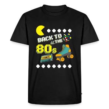 Soirée à thème des années 80 dans le costume des années 80 - T-shirt Premium bio Homme - noir - Devant - Nico (187cm)