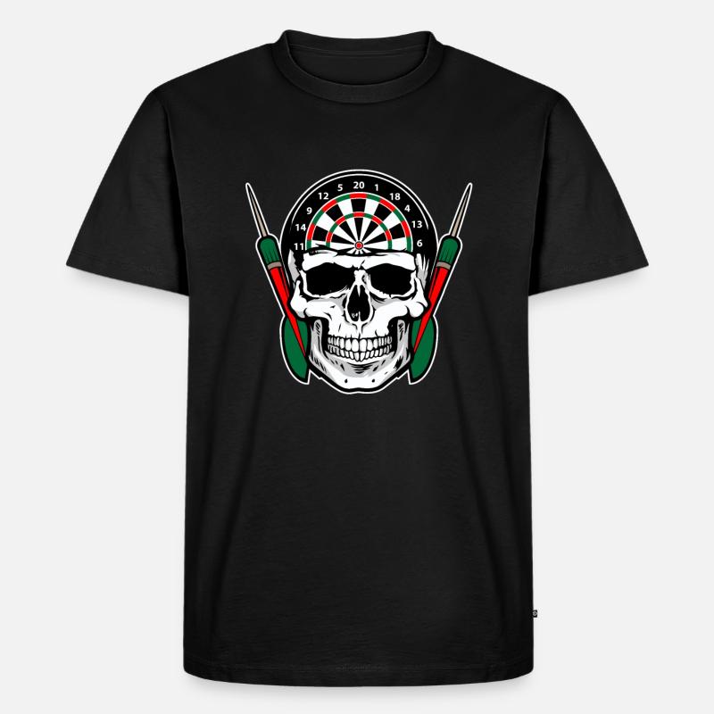 Darts mit Totenkopf - Männer Premium Bio T-Shirt - Schwarz