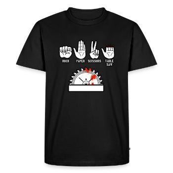 Scie à table à ciseaux en papier de roche - T-shirt Premium bio Homme - noir - Devant - Nico (187cm)
