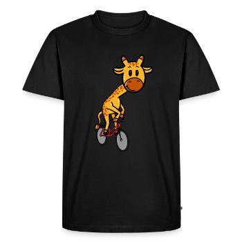 Cycling giraffe - Men's Premium Organic T-Shirt - black - Front - Nico (187cm)