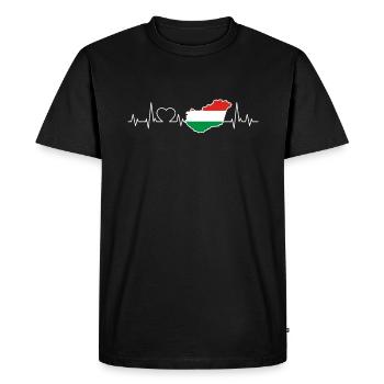 Hungary Flag Heartbeat Ladies Men Children - Men's Premium Organic T-Shirt - black - Front - Nico (187cm)