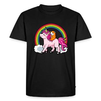 Arc en ciel Licorne et cochon d'Inde - T-shirt Premium bio Homme - noir - Devant - Nico (187cm)