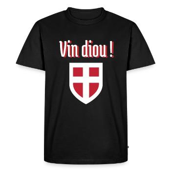 Vin diou ! et drapeau haute-savoie cadeau marrant - T-shirt Premium bio Homme - noir - Devant - Nico (187cm)