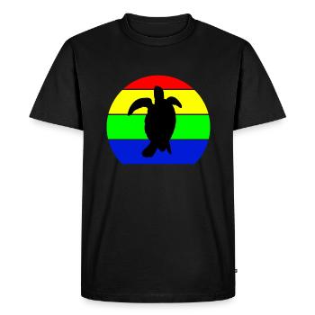 Silhouette tortue marine rétro vintage multicolore - T-shirt Premium bio Homme - noir - Devant - Nico (187cm)