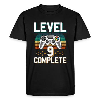 Level 9 Complete 9 Years Gamer Boy Gift - Men's Premium Organic T-Shirt - black - Front - Nico (187cm)