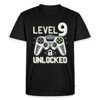 Garçon gamer gamer de 9 ans débloqué niveau 9 - T-shirt Premium bio Homme - noir - Devant - Nico (187cm)