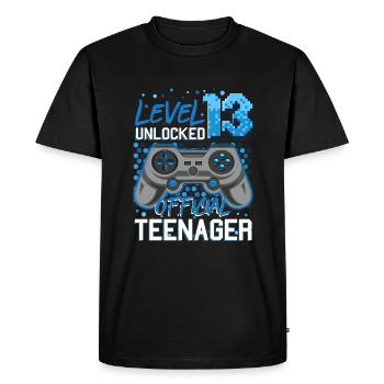 Level 13 Unlocked 13 Years Gamer Gambler Boy - Men's Premium Organic T-Shirt - black - Front - Nico (187cm)