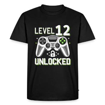 Level 12 Complete 12 Years Gamer Boy Gift - Men's Premium Organic T-Shirt - black - Front - Nico (187cm)