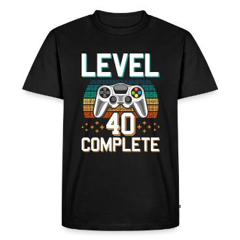 Niveau 40 Termine 40 ans de Gamer Gamer Men - T-shirt Premium bio Homme - noir - Devant - Nico (187cm)