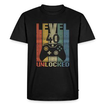 Gamer Gamer niveau 40 débloqué 40 ans - T-shirt Premium bio Homme - noir - Devant - Nico (187cm)