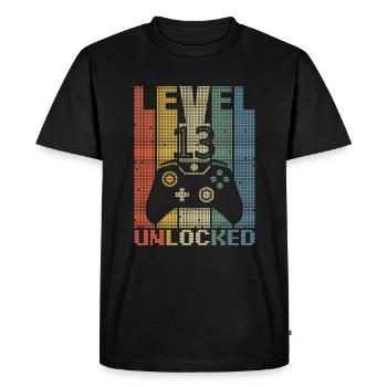 Level 13 Unlocked Gamer 13 year old gamer gift - Men's Premium Organic T-Shirt - black - Front - Nico (187cm)
