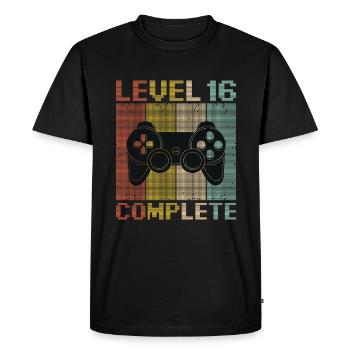 Joueur complet de niveau 16 Joueur de 16 ans - T-shirt Premium bio Homme - noir - Devant - Nico (187cm)