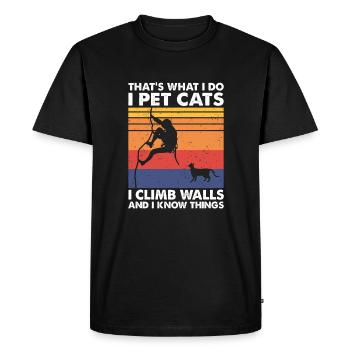Pet Cats Climb Walls Bouldering Climbing Man - Men's Premium Organic T-Shirt - black - Front - Nico (187cm)