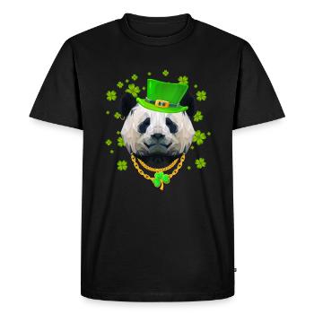 Lucky Panda St. Patrick's Day Golden Shamrock - T-shirt Premium bio Homme - noir - Devant - Nico (187cm)