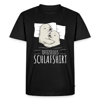 Offizielles Schlafshirt Robbe Schlafen - Männer Premium Bio T-Shirt - Schwarz - Vorne - Nico (187cm)