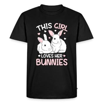 Lapin Fille Lapin Cadeau - T-shirt Premium bio Homme - noir - Devant - Nico (187cm)