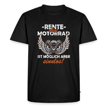 Rente ohne Motorrad ist möglich - Männer Premium Bio T-Shirt - Schwarz - Vorne - Nico (187cm)