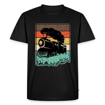 Train rétro - T-shirt Premium bio Homme - noir - Devant - Nico (187cm)