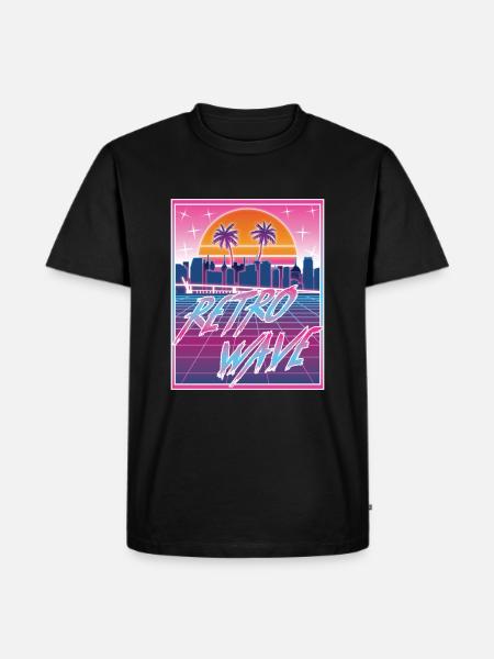 Synthwave Retro Miami 80-talet Streetwear - Ekologisk premium-T-shirt herr - svart