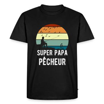 Super papa pêcheur cadeau pêcheur - T-shirt Premium bio Homme - noir - Devant - Nico (187cm)