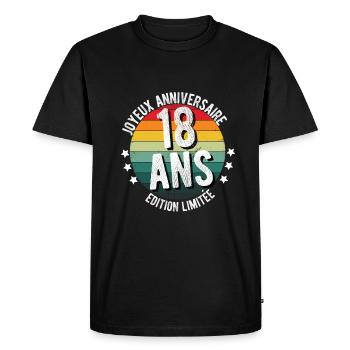 joyeux anniversaire cadeau anniversaire 18 ans - T-shirt Premium bio Homme - noir - Devant - Nico (187cm)