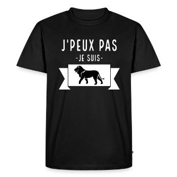 J'peux pas je suis lion. Signe du zodiaque. - T-shirt Premium bio Homme - noir - Devant - Nico (187cm)