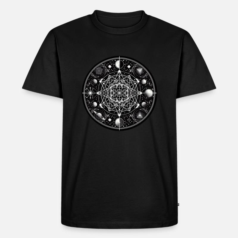 Celestial Geometry: Sacred Night Sky - Männer Premium Bio T-Shirt - Schwarz