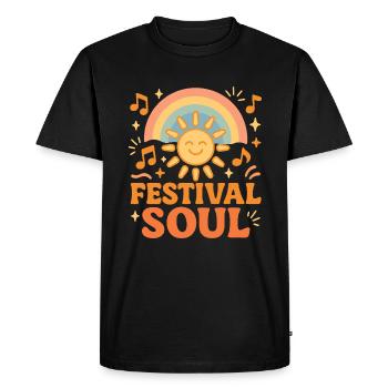 Soul Festival – Musical Sun and Rainbow - Men's Premium Organic T-Shirt - black - Front - Nico (187cm)