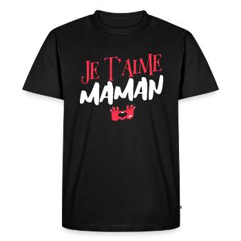 Je t'aime maman. Fête des mères - T-shirt Premium bio Homme - noir - Devant - Nico (187cm)