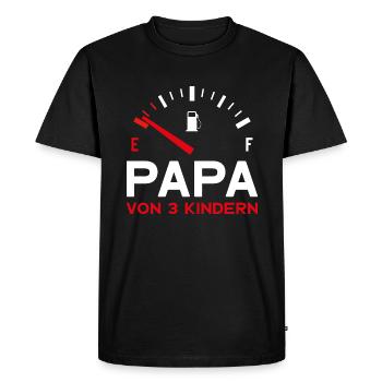 VATER DREI KINDER PAPA VON 3 KINDERN VATERTAG - Männer Premium Bio T-Shirt - Schwarz - Vorne - Nico (187cm)